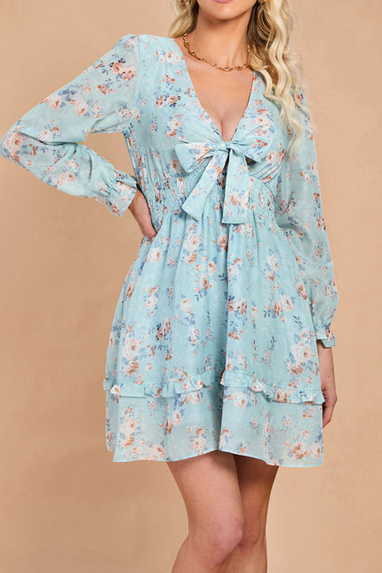 Robe Manche Longue Fleurie Légère - gallery 4