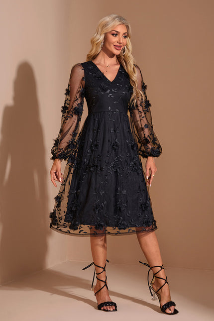 Robe Évasée Manche Longue - gallery 1