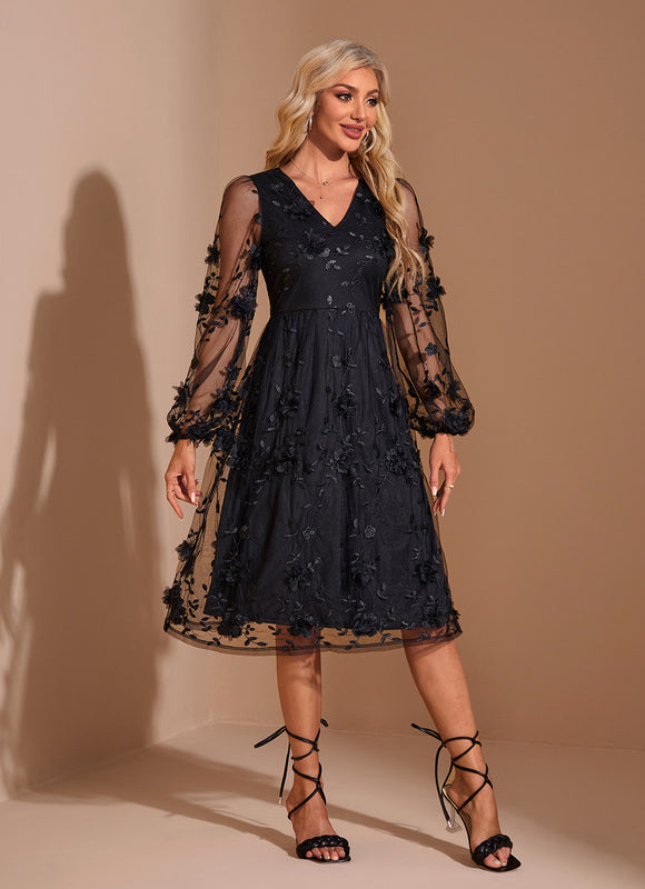 Robe Évasée Manche Longue - gallery 1