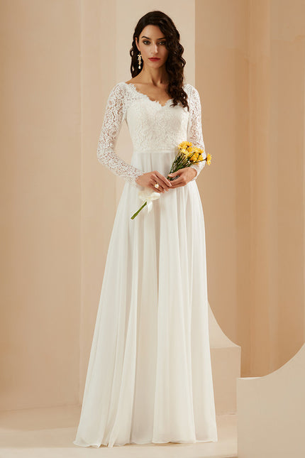 Robe Manche Longue Évasée Dentelle - gallery 5