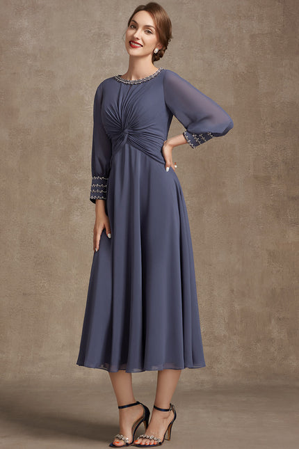 Robe Manche Longue Mousseline Élégante - gallery 4