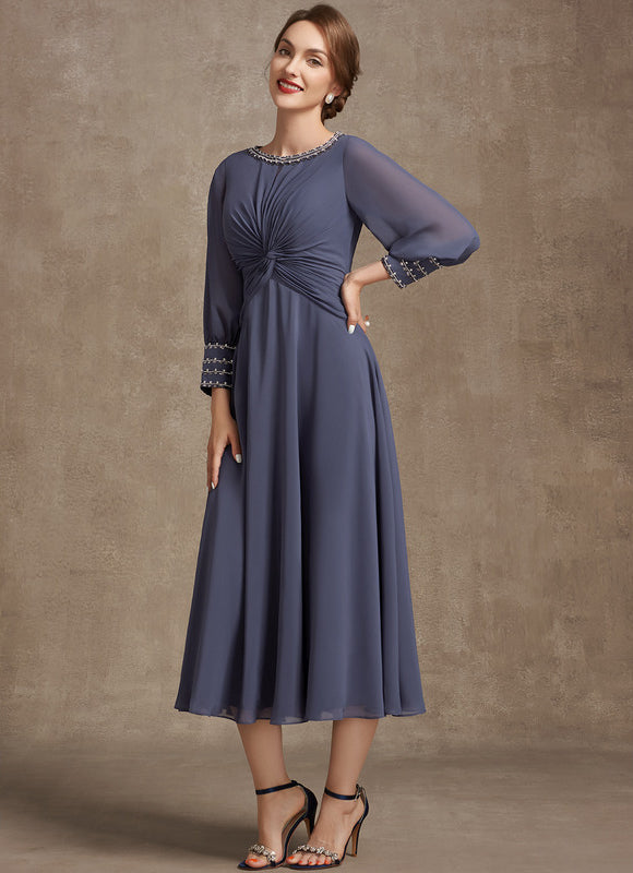 Robe Manche Longue Mousseline Élégante - gallery 4