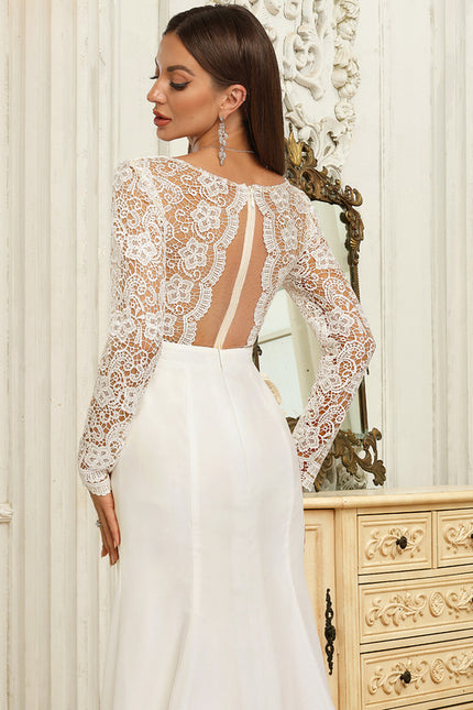 Robe Manche Longue Sirène Dentelle - gallery 1