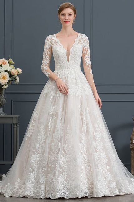 Robe Manche Longue Élégante En Tulle