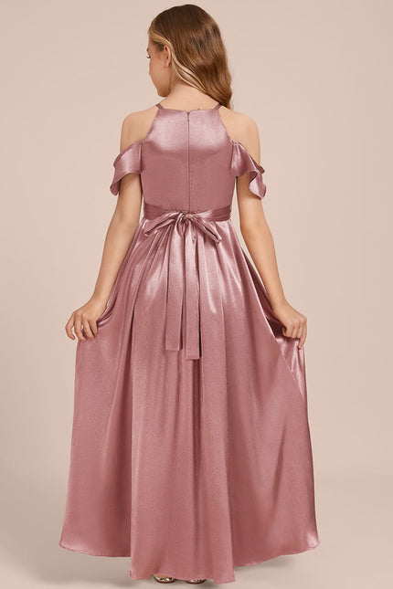Robe Manche Longue Satin Bordeaux Élégante - gallery 1