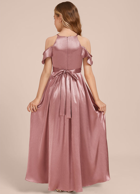 Robe Manche Longue Satin Bordeaux Élégante - gallery 1
