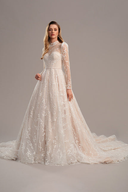 Robe Manche Longue Tulle Brodée - gallery 2