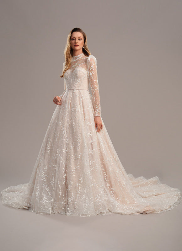 Robe Manche Longue Tulle Brodée - gallery 2