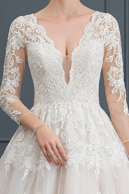 Robe Manche Longue Élégante En Tulle - gallery 6