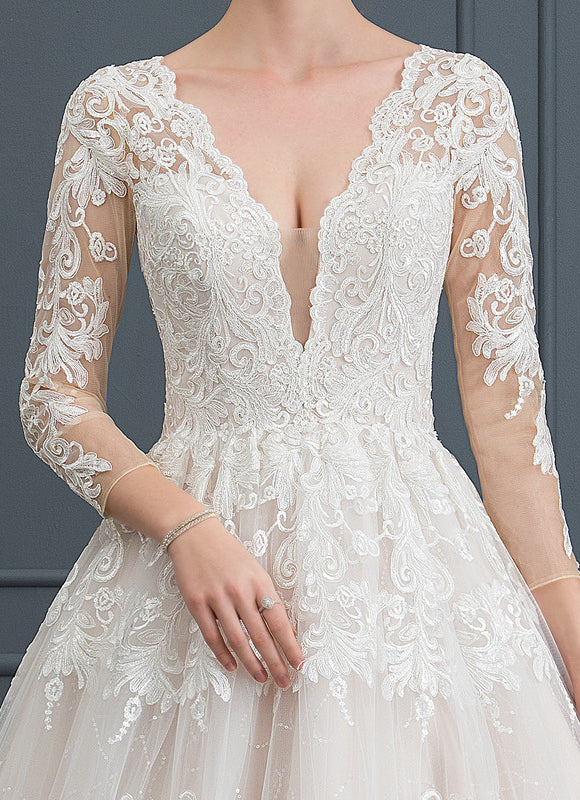 Robe Manche Longue Élégante En Tulle - gallery 6