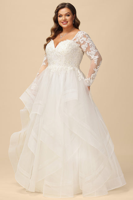 Robe Manche Longue Nuptiale Aérienne - gallery 9