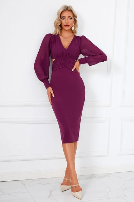 Robe Décolleté Plongeant Manche Longue - gallery 6