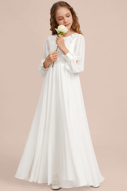Robe Blanche Boheme Manches Longues - gallery 1