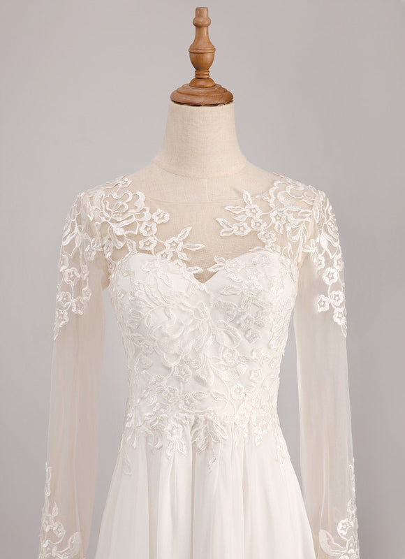 Robe Manche Longue Nuptiale Transparente - gallery 5