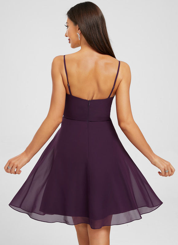 Robe Manche Longue Trapèze Violet - gallery 4