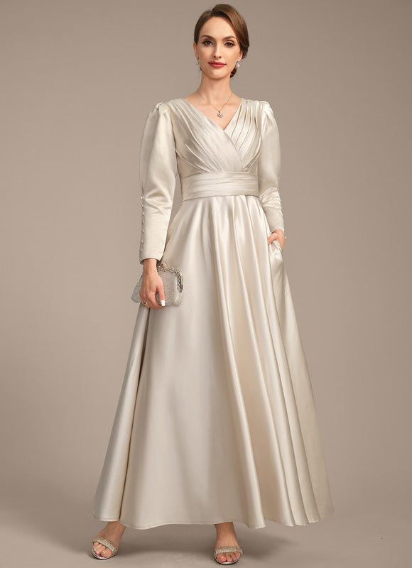 Robe Blanche Satin Manche Longue - gallery 1