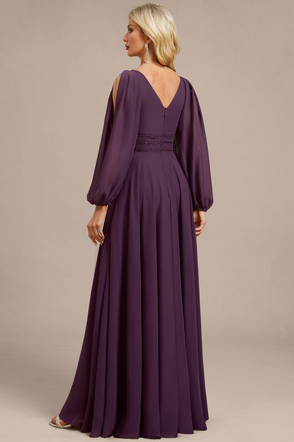 Robe Longue Mousseline Avec Manches - gallery 5