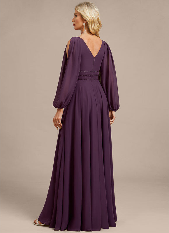 Robe Longue Mousseline Avec Manches - gallery 5