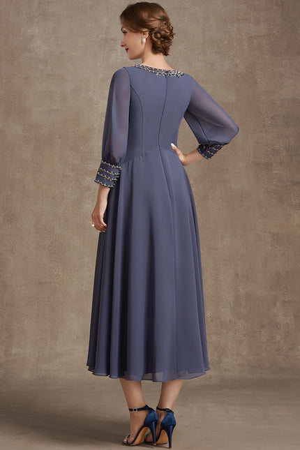 Robe Manche Longue Mousseline Élégante - gallery 6
