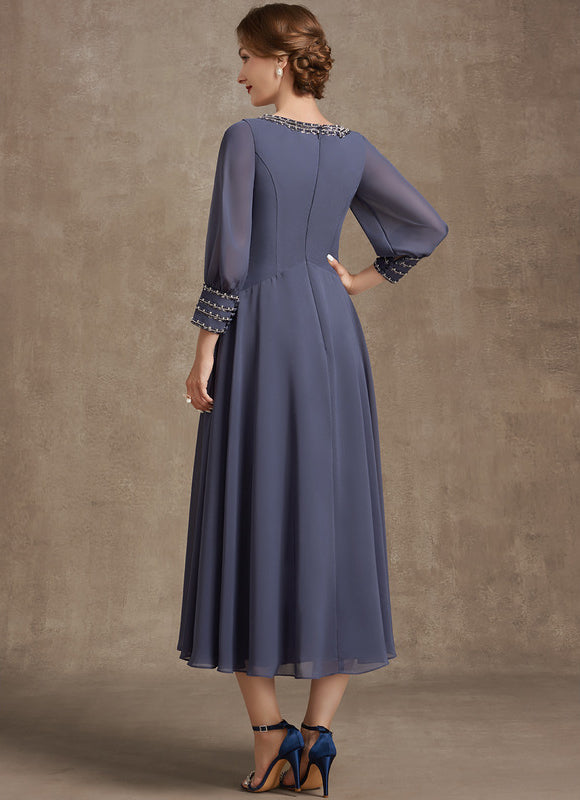 Robe Manche Longue Mousseline Élégante - gallery 6