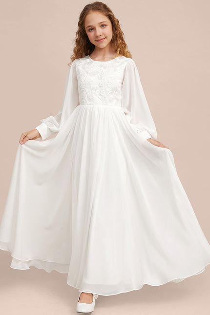 Robe Blanche Boheme Manches Longues - gallery 6