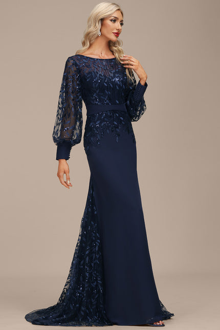 Robe Manche Longue Élégante Satinée - gallery 2