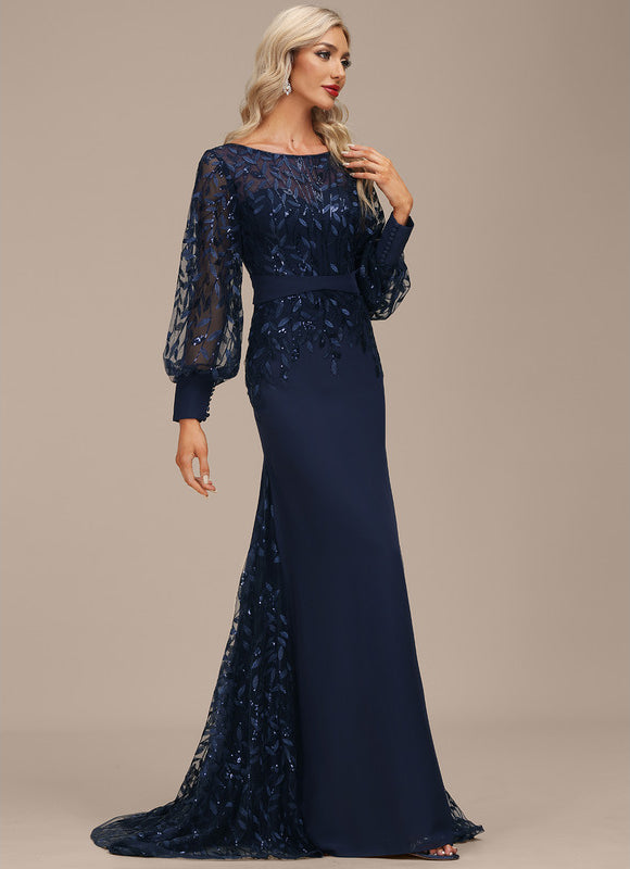Robe Manche Longue Élégante Satinée - gallery 2