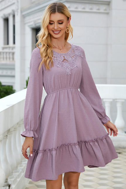Robe Manche Longue Lilas À Volants
