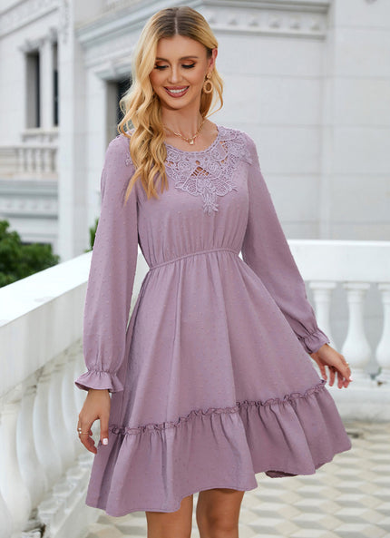Robe Manche Longue Lilas À Volants