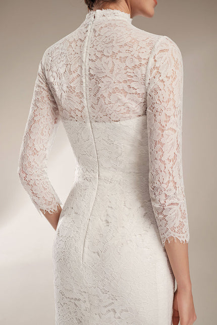 Robe Moulante Blanche Manche Longue - gallery 7