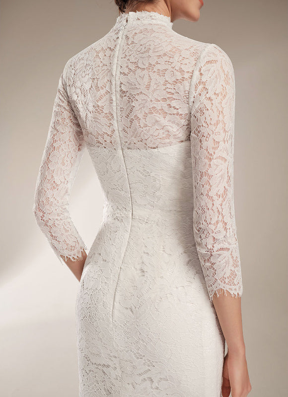 Robe Moulante Blanche Manche Longue - gallery 7