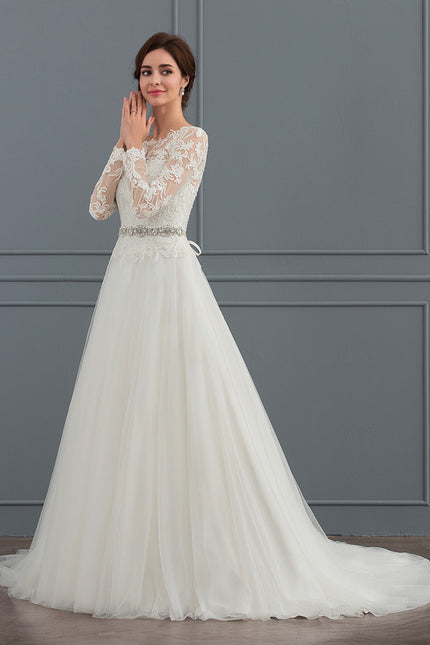 Robe Manche Longue Tulle Florale - gallery 2