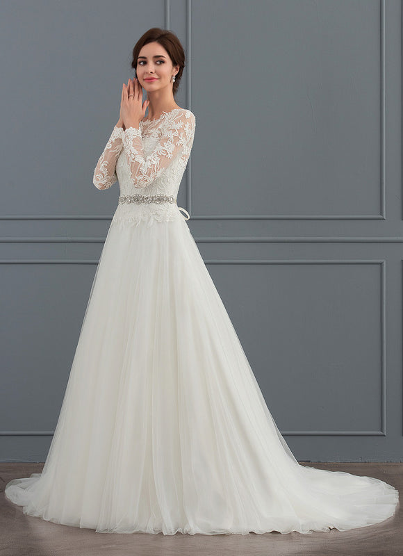 Robe Manche Longue Tulle Florale - gallery 2