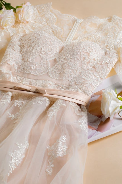 Robe Manche Longue Élégante En Dentelle - gallery 2