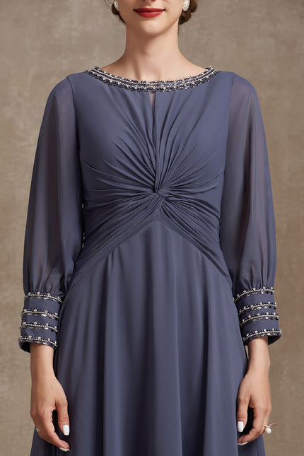 Robe Manche Longue Mousseline Élégante - gallery 7
