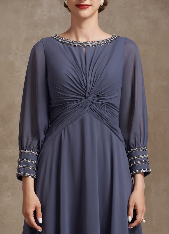 Robe Manche Longue Mousseline Élégante - gallery 7
