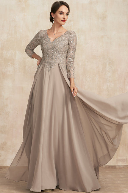 Robe Manche Longue Fluide Ornée - gallery 2