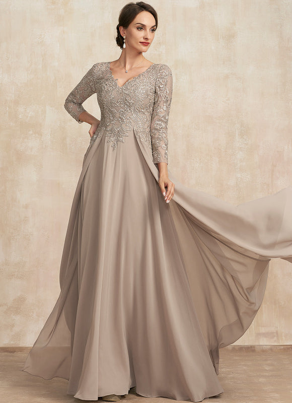 Robe Manche Longue Fluide Ornée - gallery 2