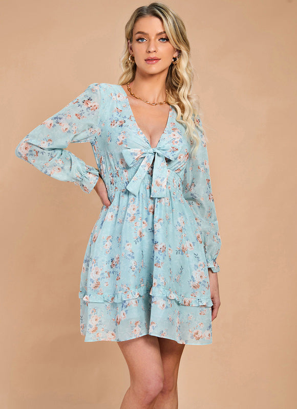 Robe Manche Longue Fleurie Légère - gallery 2