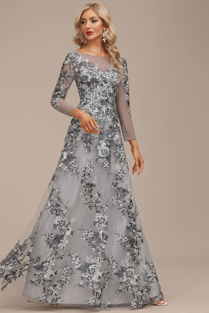 Robe Manche Longue Grise Florale
