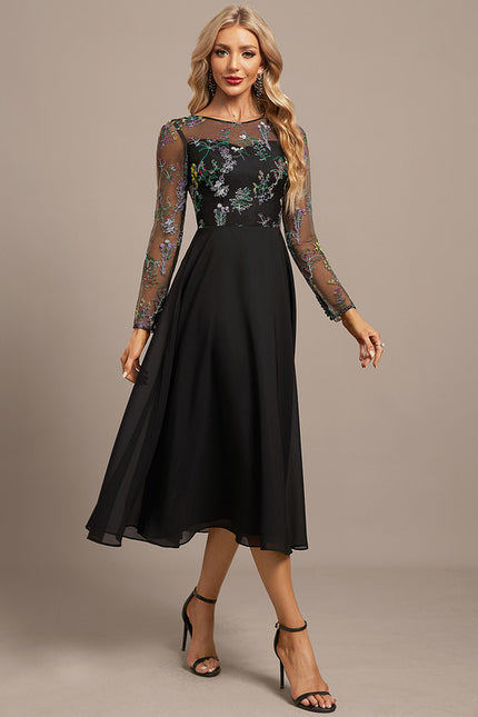 Robe Noire Manches Longues Dentelle - gallery 4