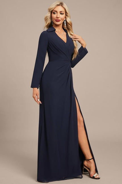 Robe Manche Longue Élégante Plissée - gallery 3