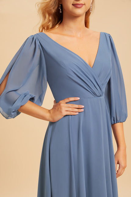 Robe Manche Longue Longue Rose Volants - gallery 5