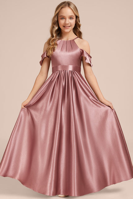 Robe Manche Longue Satin Bordeaux Élégante