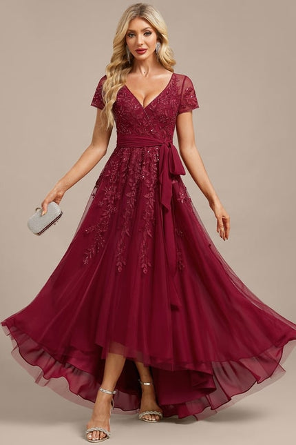 Robe Manche Longue Vaporeuse Bordeaux - gallery 2