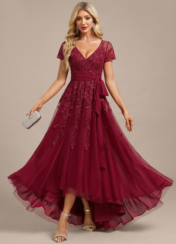 Robe Manche Longue Vaporeuse Bordeaux - gallery 2