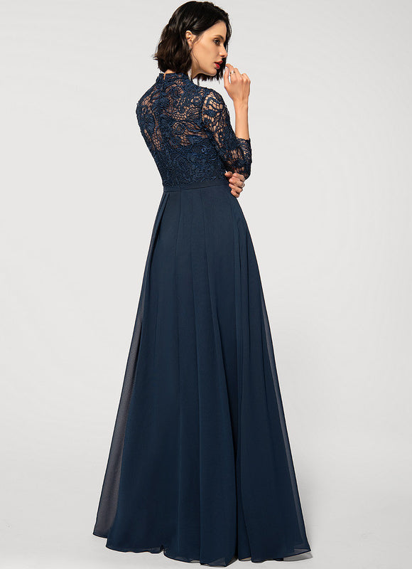 Robe Soirée Manche Longue Femme Voilée - gallery 1