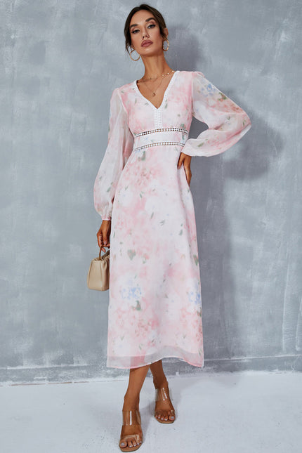 Robe Manche Longue Fleurie Fluide - gallery 3