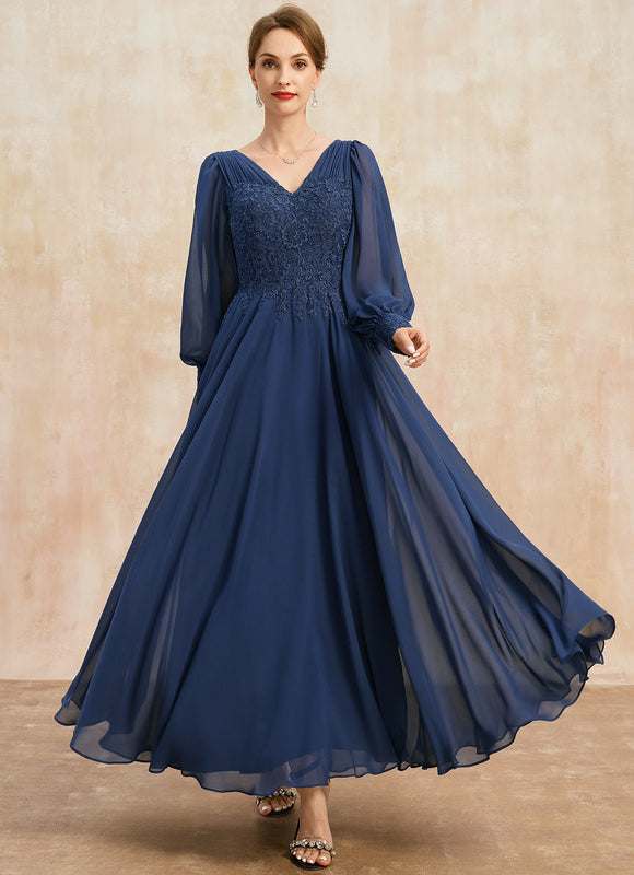 Robe Manche Longue Longue Fluide Bleu - gallery 1