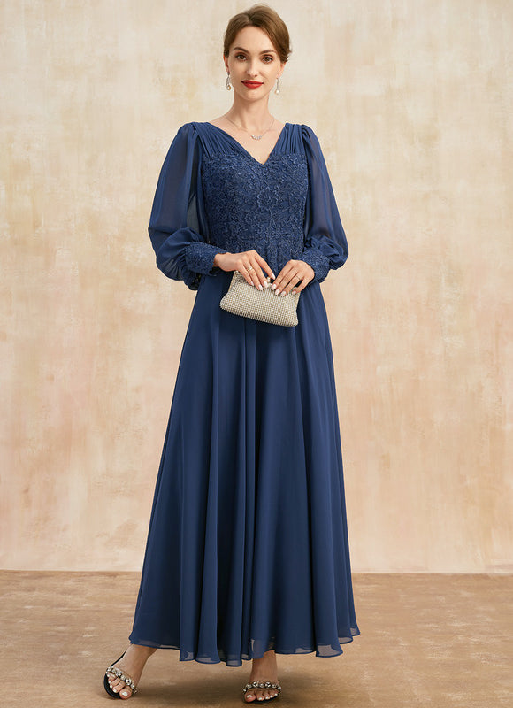 Robe Manche Longue Longue Fluide Bleu - gallery 3